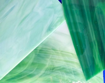 Green (part three) Opaque Sheet Glass for Mosaic or Stained Glass Art NON-fusible