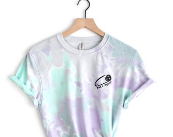 Safe Space Safety Pin shirt, Purple Blue Aqua Grey Tie Dye UNISEX T-shirt, pastel tie dye shirt, Dream tee, You're safe with me Pocket print