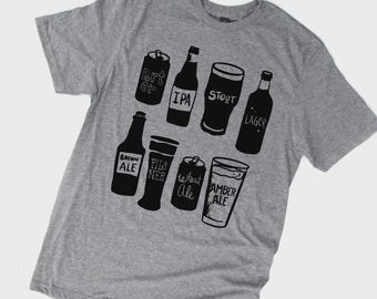 Craft Beer Styles T-Shirt, Heather Gray Beer Lover Gifts