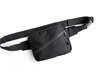 Black Fanny Pack with patch options, waist bag, Belt bag, Cross body bag, Be Kind, Stay Weird, Nature is my religion, Smiley Face, Skulls