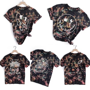 Reverse Tie Dye rainbow shirt, Unisex T-shirt, Be Kind & Stay Weird Skull, Keep Growing, Smiley Face, Melting Smiley, Safe Space Safety Pin