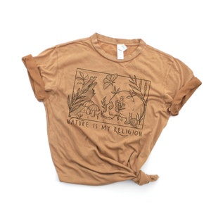 Nature is my Religion Vintage Wash Unisex Camel Tan T-Shirt