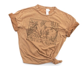 Nature is my Religion Vintage Wash Unisex Camel Tan T-Shirt