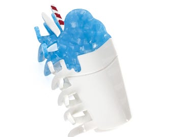 Blue Snow ball Hair Claw Clip – Louisiana Sno-Ball Inspired Acetate Clip 3.5”
