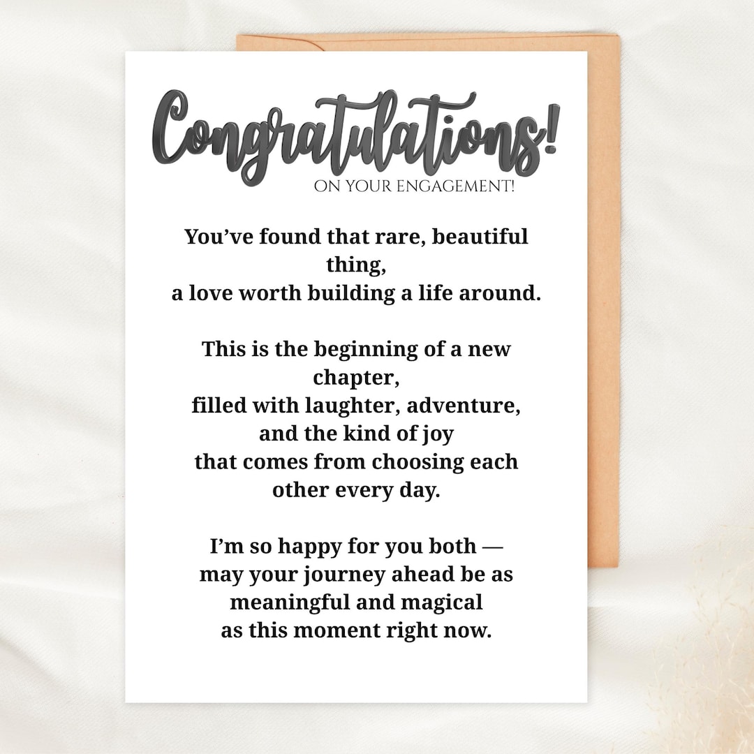 Engagement Congratulations Card Printable Couple Card Digital ...