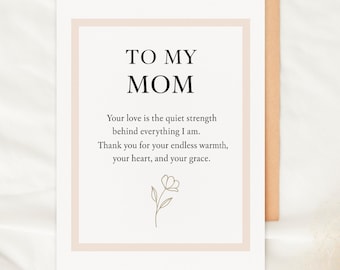 To My Mom Card Mother’s Day Card Printable Card for Mom Minimalist Floral Card Mother Appreciation Card Birthday Card for Mother
