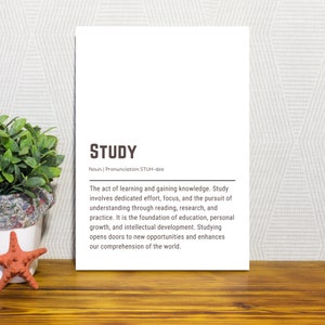 Study Definition Printable Wall Art 18x24 Digital Download Study Poster for School Library College Dorm Decor Study Motivation Gift Print
