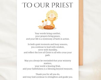 Carte de remerciement pour prêtre catholique, carte de remerciement imprimable pour prêtre, carte d'encouragement, soutien du clergé, ministère chrétien, téléchargement numérique