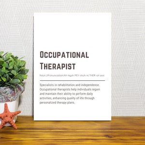 Ergotherapeut definitie afdrukbare muur kunst afstuderen cadeau OT waardering poster 18 x 24 JPG pdf download therapie kantoorinrichting