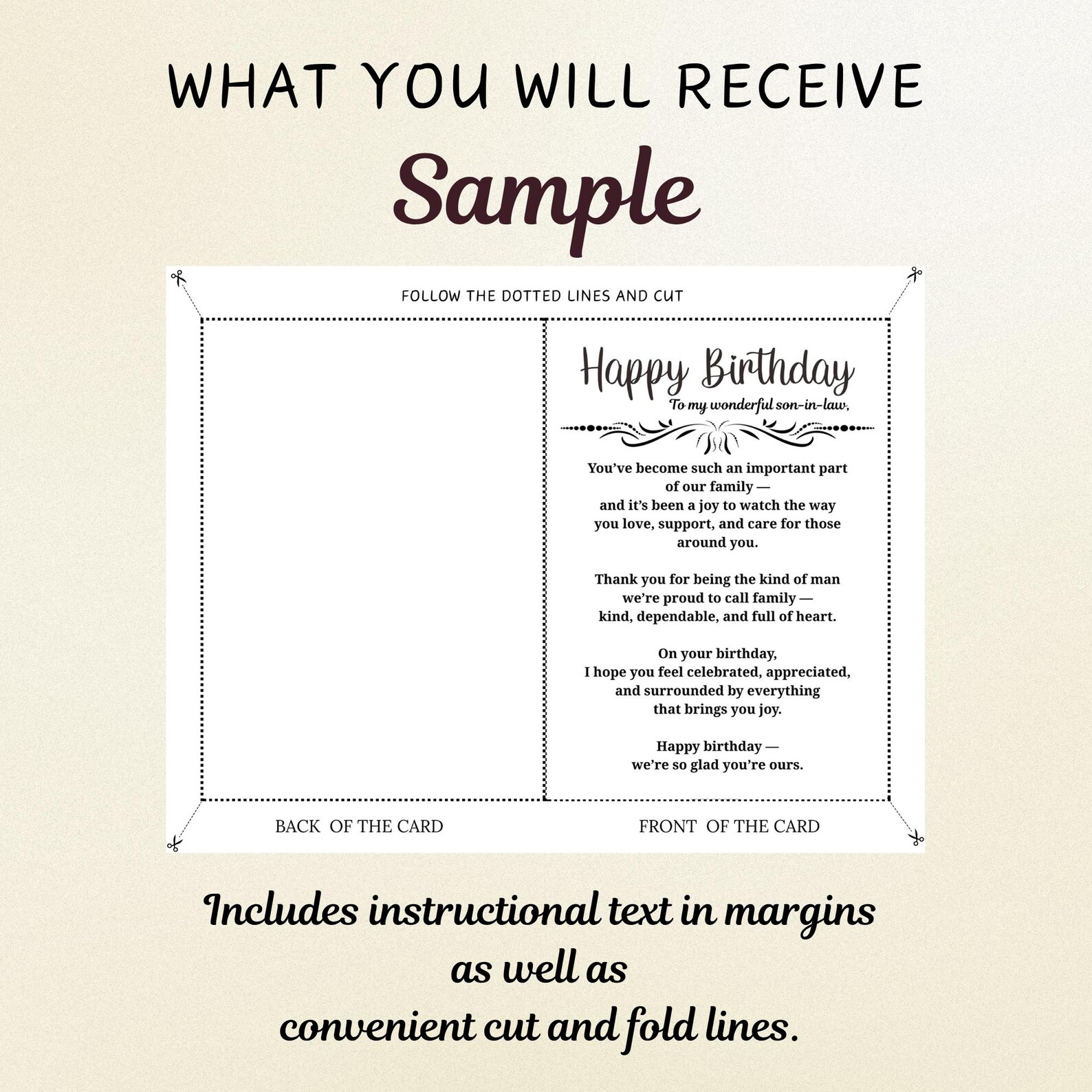 Happy Birthday Son in Law Card Printable Sentimental Greeting Digital ...