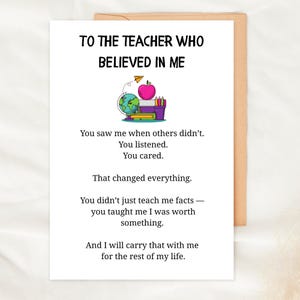 Lehrer Ermutigung Karte druckbar Danke Erzieher Wertschätzung Geschenk Schüler Dankbarkeit Ende des Jahres Herzliche Nachricht Back To School