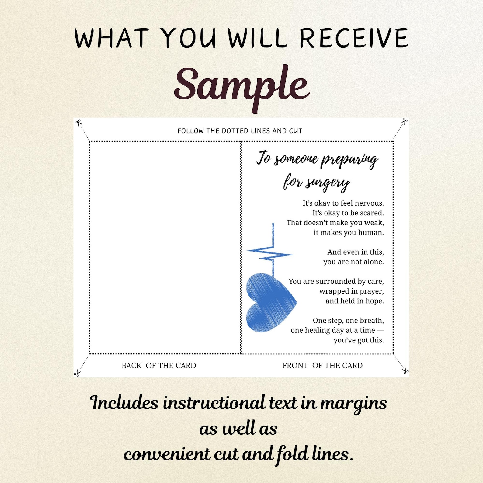 Surgery Card Surgery Encouragement Card Printable Foldable Support Card ...