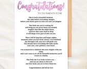Pink Baby Shower Card Parents To Be Card Congratulations Printable Pregnancy Card New Baby Card Poem Card Girl Baby Card Baby Shower Gift