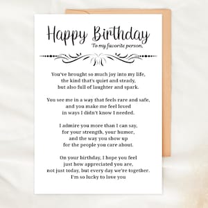Grattis på födelsedagen pojkvän kort utskrivbart romantiskt kort till honom sentimentalt hälsningskort partner fästmö make present nedladdning