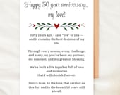 50th Anniversary Card Printable Golden Anniversary Card 50 Year Wedding Anniversary Card Husband Wife Love Card Romantic Milestone Card