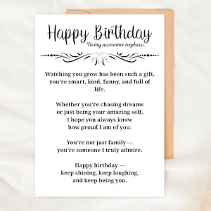 Biglietto di auguri di buon compleanno per nipote, stampabile, biglietto di auguri per il compleanno del nipote, auguri di famiglia premurosi, biglietto sentimentale, regalo per il compleanno del nipote, regalo dell&#39;ultimo minuto