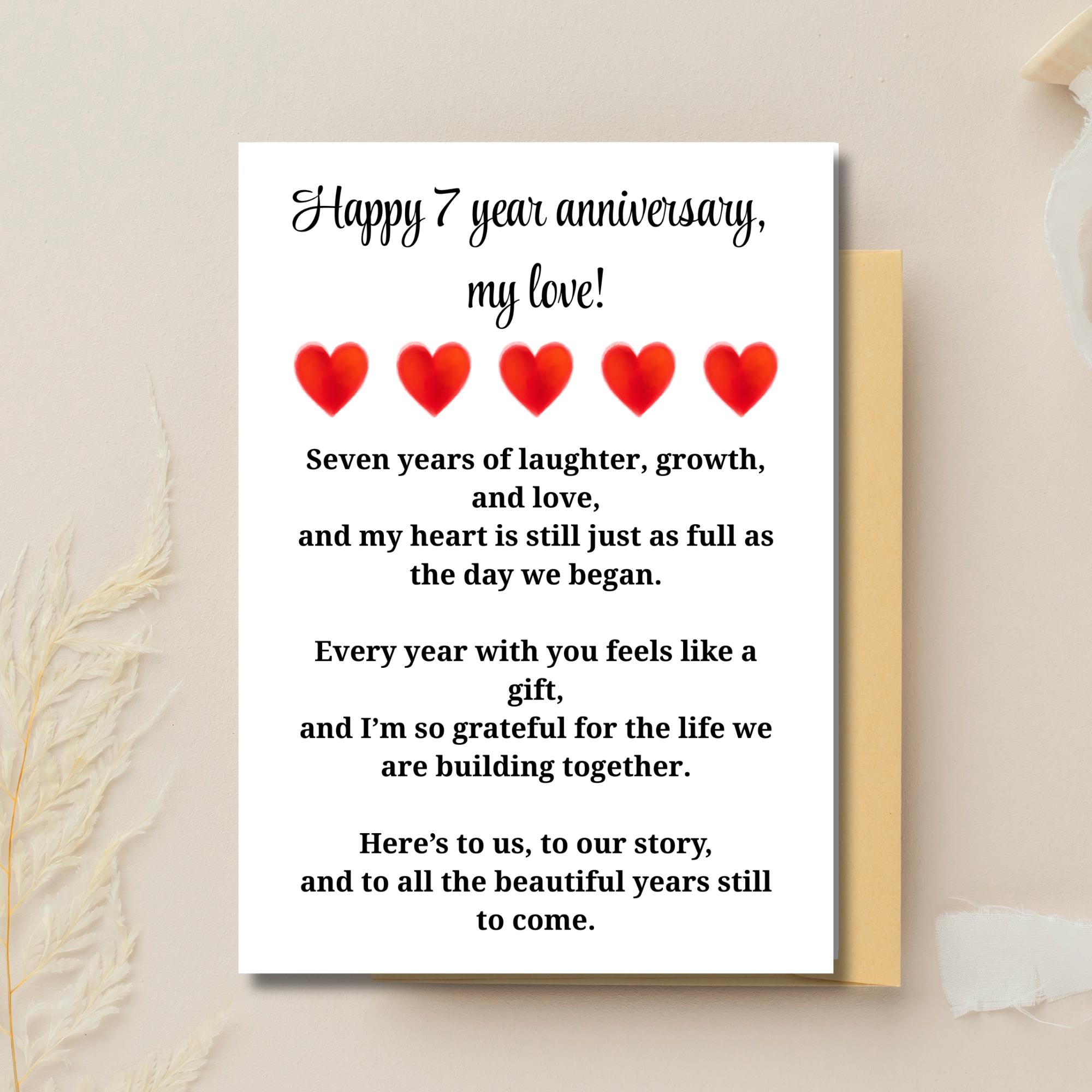 7th Anniversary Card Printable Copper Anniversary Card 7 Year Wedding ...