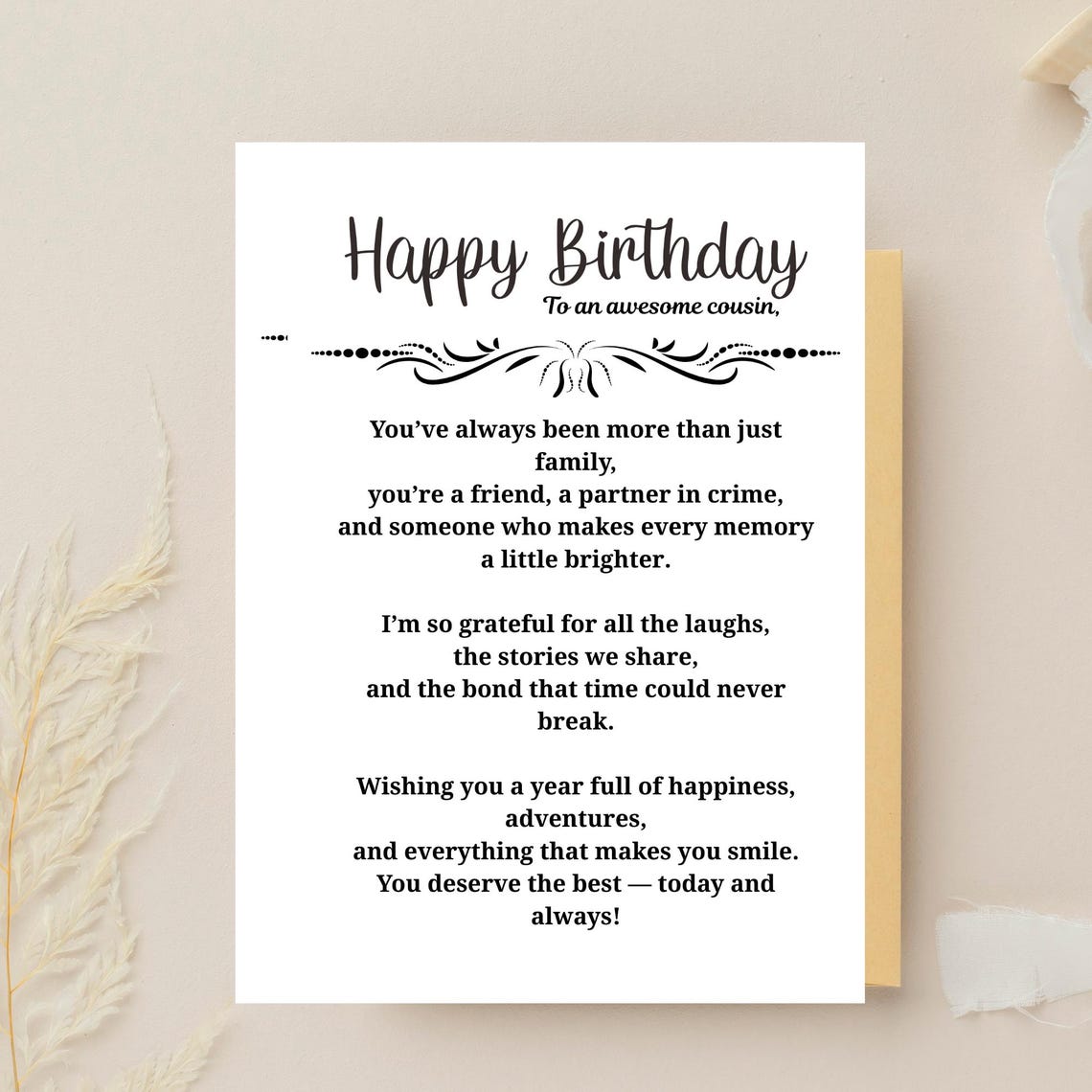 Cousin Birthday Card Printable Funny Sentimental Card for Cousin ...