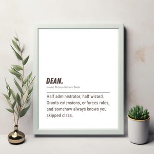 Lustige Dean Definition Wandkunst Humorvolles Dean Geschenk druckbares Poster Download Büro Dekor Dean Wertschätzung Wanddruck Silly Definition