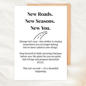 Carte d'encouragement pour un nouveau départ imprimable Carte de transition chrétienne pour changement de carrière Transition de vie Nouveau départ Changement de vie Réinstallation