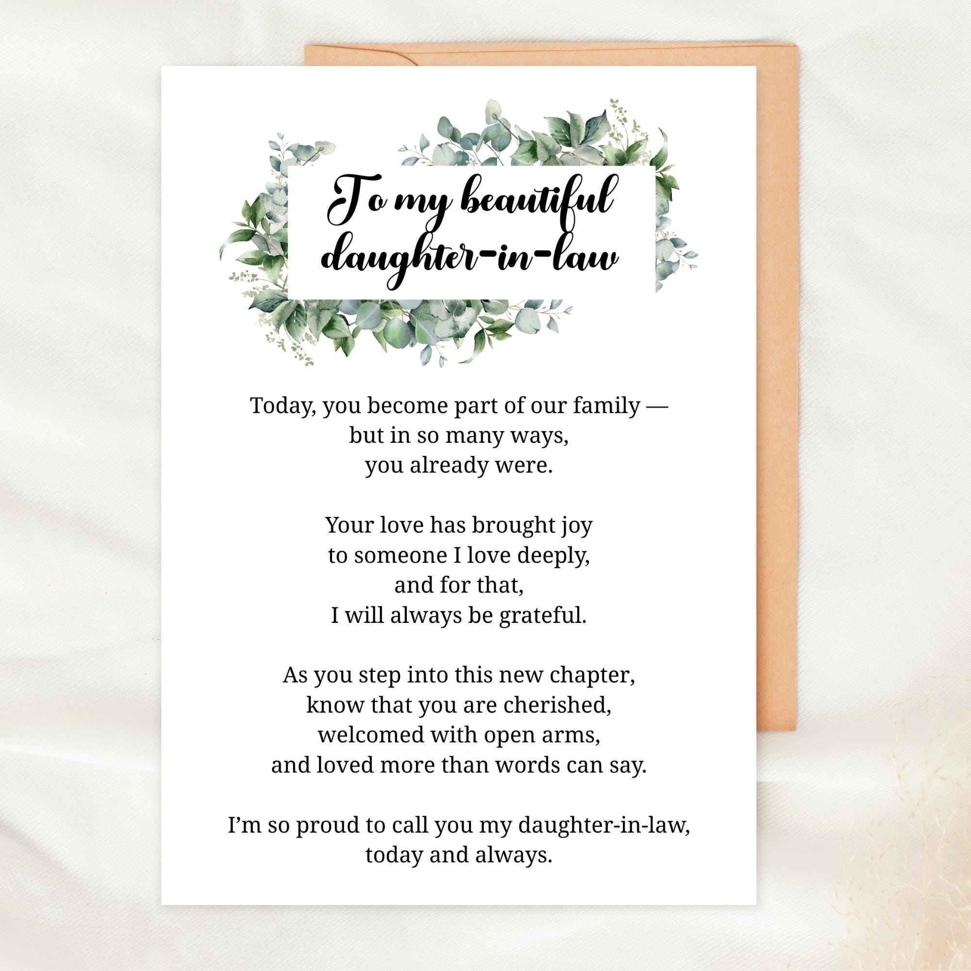 Daughter in Law Wedding Card Printable 5x7 Digital Download Wedding Day Card From In Laws Daughter In Law Gift Marriage Card