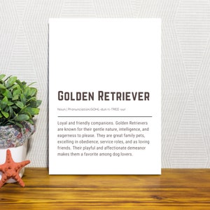 Golden Retriever Printable Wall Art 18x24 Dog Lover Gift Dog Mom Dog Dad Pet Decor Digital Download Golden Retriever Dog Breed Poster