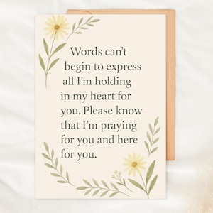 Carte d'encouragement Carte de deuil carte Carte de santé mentale de divorce Fausse couche Carte de perte d'animal de compagnie Carte de sympathie à imprimer pour la prière Cadeau d'encouragement