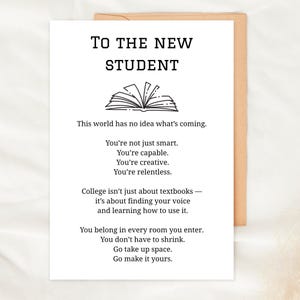 College aanmoedigingskaart afdrukbaar voor nieuwe student middelbare school afgestudeerde terug naar school cadeau motiverend last minute cadeau cadeau nieuwe student