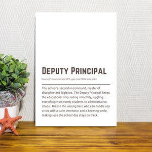Deputy Principal Gift Definition Wall Art Assistant Principal Printable Poster Vice Principal Appreciation Gift Teacher Office Decor