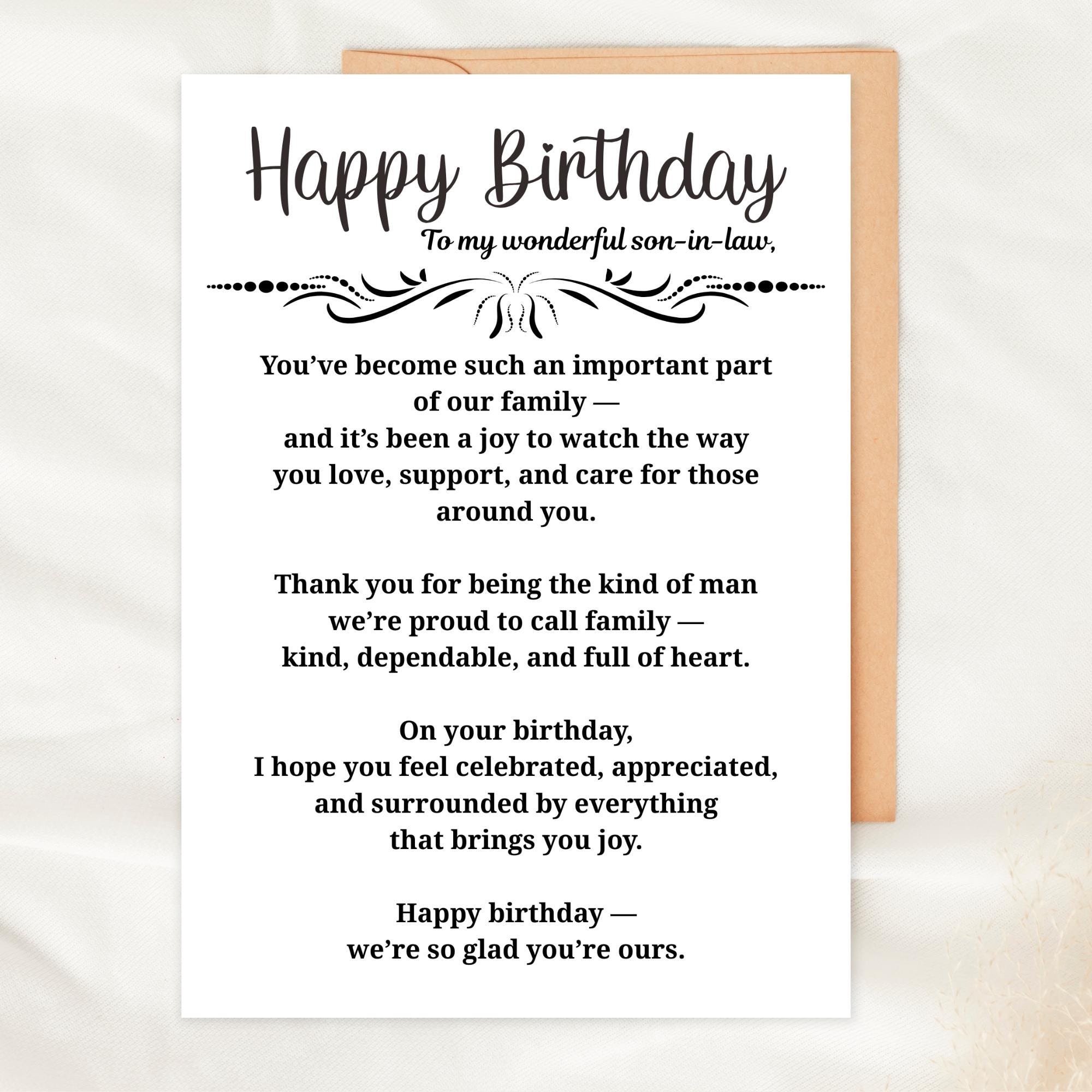 Tarjeta De Cumpleaños Personalizada Para Yerno: Tarjeta Doblada A Mano -  México, image size:2000x2000