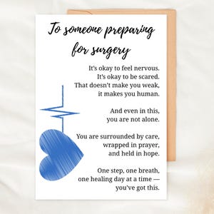 Carte de chirurgie Carte d'encouragement à la chirurgie Carte de soutien pliable imprimable à télécharger avec marques de coupure Carte de rétablissement pour une personne subissant une intervention chirurgicale