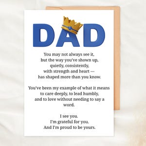 Carte imprimable pour la fête des pères pour papa de fille, fils, papa, voeux d'anniversaire, merci sentimental, téléchargement numérique, 5 x 7 pouces