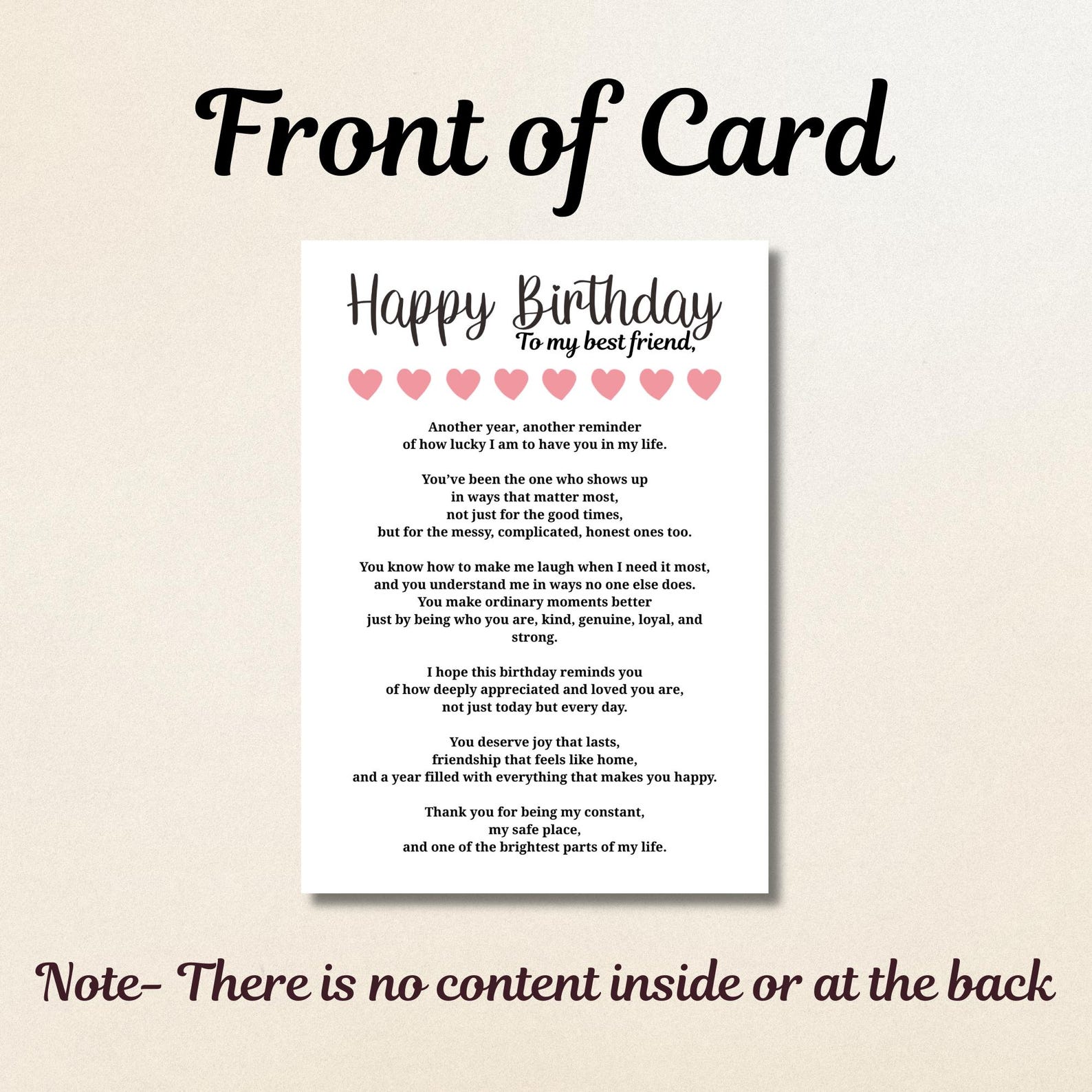 Birthday Card for Best Friend Birthday Card Printable Heartfelt Friend ...