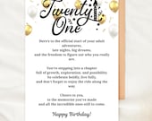 21st Birthday Card Printable Digital Foldable Card for Her or Him Poetic Milestone Birthday Celebration Adult Birthday Card 21st Celebration