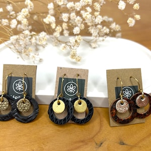 Boucles d'oreilles dorées - cuir recyclé - bijou unique, artisanal, éco-responsable