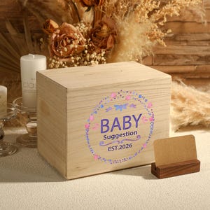 Babynaam suggestiedoos, babyshowerspellen, geslacht onthullende partij, babynaamideeënspel, minimalistische babyshowerspellen, nieuwe babyfeest