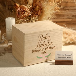 Gepersonaliseerde babywensendoos, babyshowerwensen houten kist, babycadeau, nieuwe babycadeau, doopcadeau, kinderdagverblijfdecor, babywensenkaarten