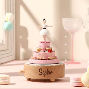 Birthday Cake Personalized Wooden Music Box, Engraved Wooden Music Box, Musical Carousel, Vintage Music Box, Anniversary Romantic Gift