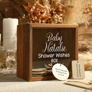 Gepersonaliseerde babywensendoos, babyshowerwensen houten kist, babycadeau, nieuwe babycadeau, doopcadeau, kinderdagverblijfdecor, babywensenkaarten