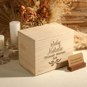 Scatola personalizzata dei desideri del bambino, scatola di legno dei desideri del baby shower, regalo per il bambino, regalo per il nuovo bambino, regalo del battesimo, arredamento dell'asilo nido, biglietti dei desideri del bambino
