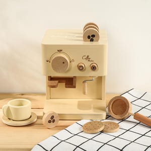 Wooden Coffee Maker, Personalized Baby Gift, Wooden Toys for Childrens, Birthday Gift for Kids, Christmas Gift, Child Kitchen Tools