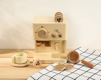Wooden Coffee Maker, Personalized Baby Gift, Wooden Toys for Childrens, Birthday Gift for Kids, Christmas Gift, Child Kitchen Tools