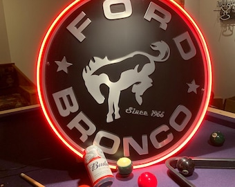 Ford Bronco Truck, Huge Metal sign, Comes with a Neon sign frame U pick the Color, Garage, Games Room, Man Cave, Gift, Bar, American Made
