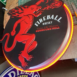 Fireball whisky, Metal sign, Comes with a Neon sign frame U pick the Color, Garage, Games Room, Man Cave, Gift, Bar, image 5