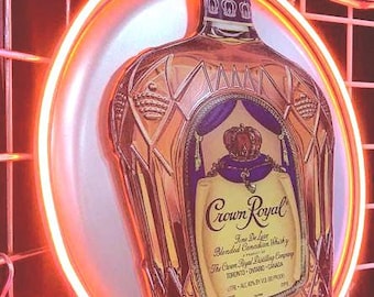 Crown Royal, Metal sign, Comes with a Neon sign frame U pick the Color, Garage, Games Room, Man Cave, Gift, Bar, American Made