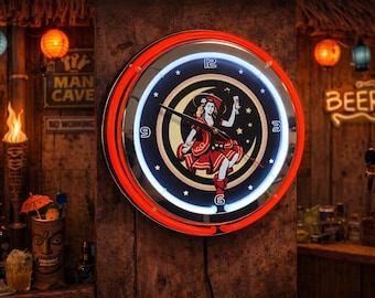 Miller Lite Blue Double Neon Bar Clock, Man Cave Decor - Etsy