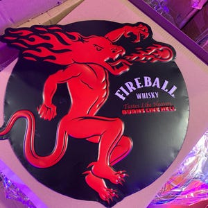 Fireball whisky, Metal sign, Comes with a Neon sign frame U pick the Color, Garage, Games Room, Man Cave, Gift, Bar, image 8