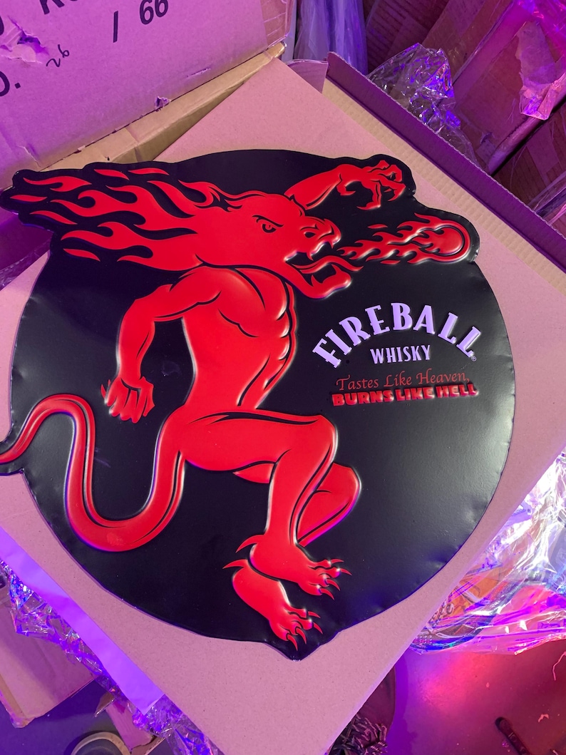Fireball whisky, Metal sign, Comes with a Neon sign frame U pick the Color, Garage, Games Room, Man Cave, Gift, Bar, image 8