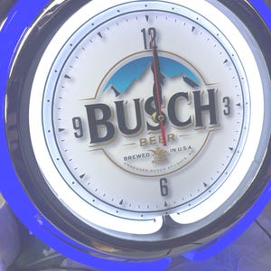 Pre order sold out mid Jan Busch beer,  vintage style, Garage , 16&quot; Double Neon wall clock, games room, bar, dinner, patio, gift