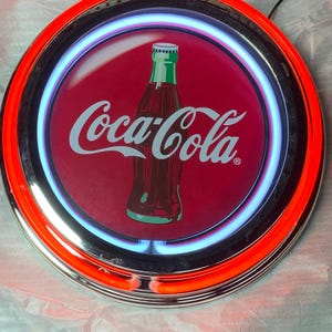 Coke, coca-cola,  vintage style, Garage , 16&quot; Double Neon sign, games room, bar, dinner, patio, gift,  real glass neon